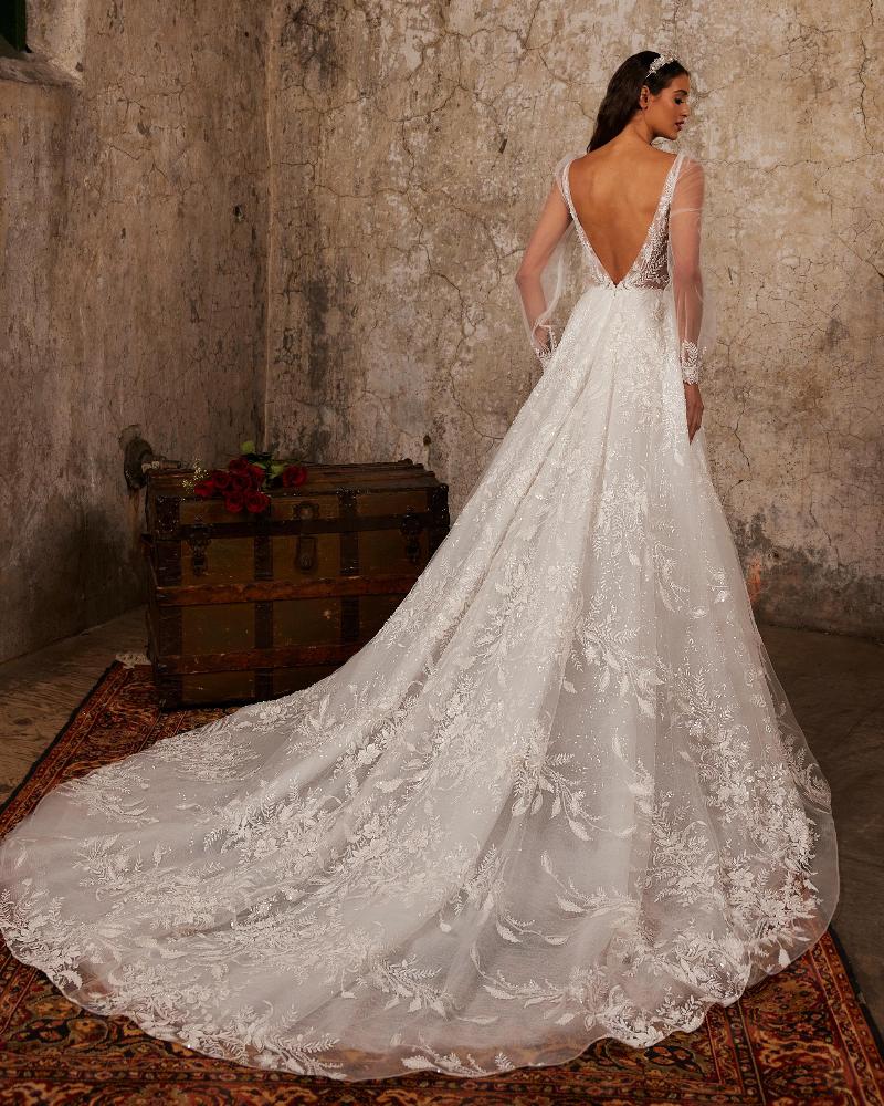 122248 long sleeve open back wedding dress with sparkly beaded lace2